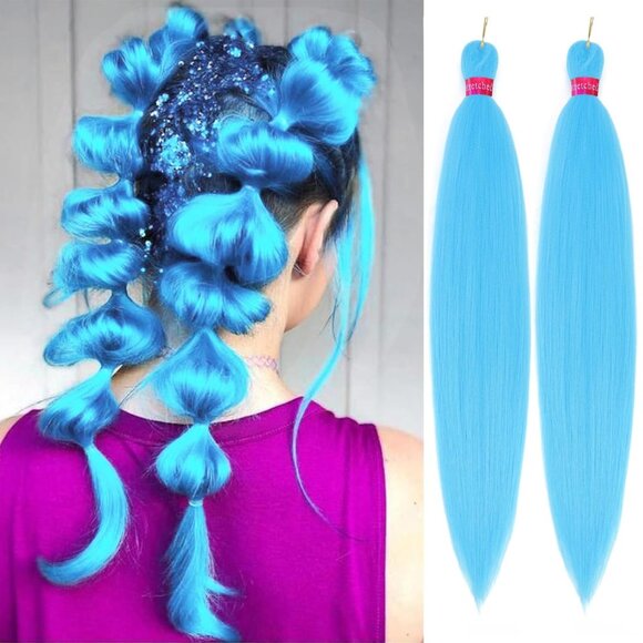 Blue Braiding Hair Pre Stretched 2 Packs Braids Hair Extensions 26 In Synthetic